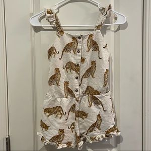 Adorable girls leopard inspired shorts romper